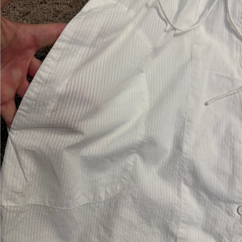 GAP MIDI Dress Women size Small White Long Sleeve Button Aline Drawstring Dress - Picture 9 of 12